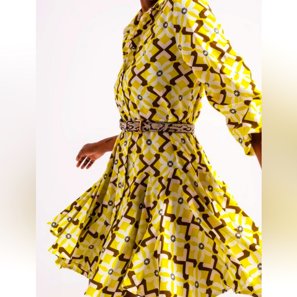 Super cute Yellow Tile Flare Short Dress